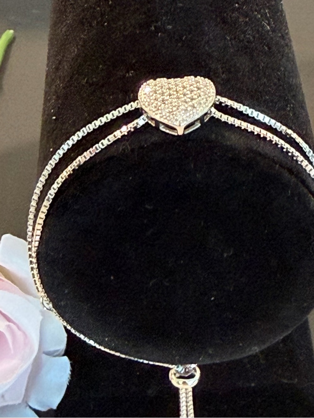 Pavé Heart Slider Bracelet - 925 Sterling Silver